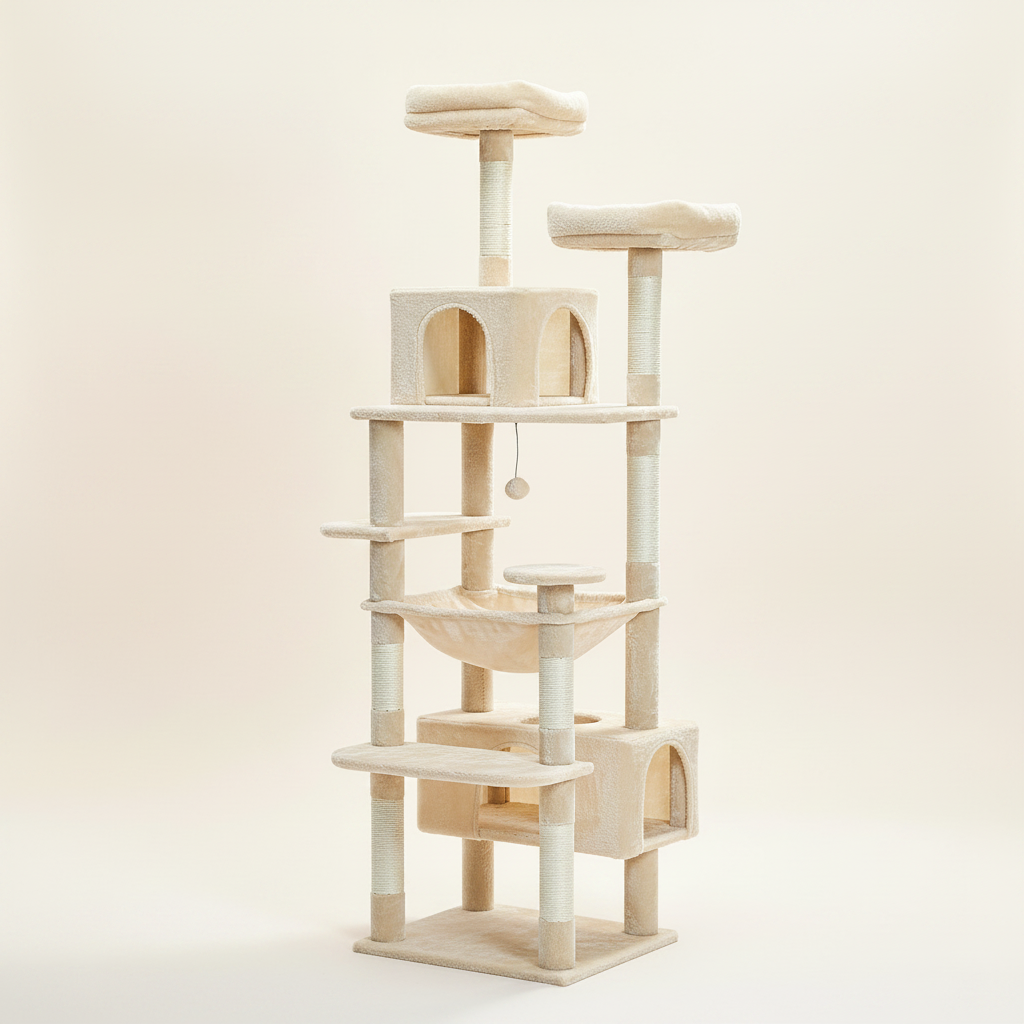 Arbre à Chat 184 cm – Hamac Spacieux, Griffoirs Sisal & Condos pour Grandes Races