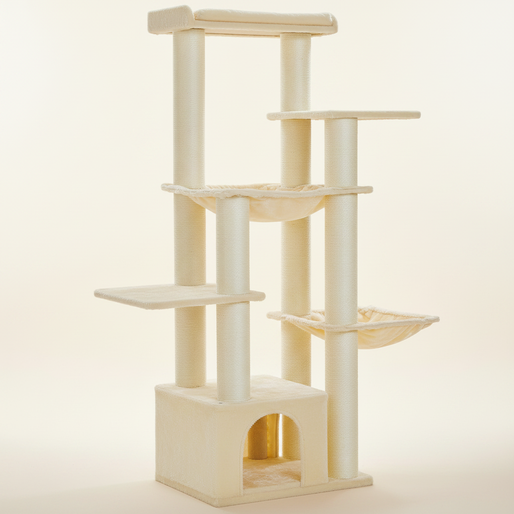 Arbre à Chat 170 cm – 11 Griffoirs Sisal, Hamac & Grand Perche pour Grandes Races