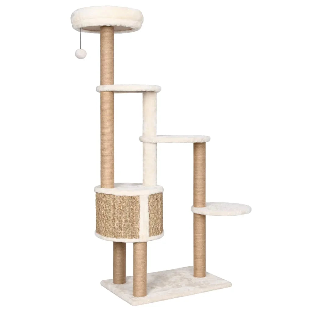 Arbre à Chat en Rotin 148 cm – Coussin Luxe, Griffoir Sisal & Design Premium