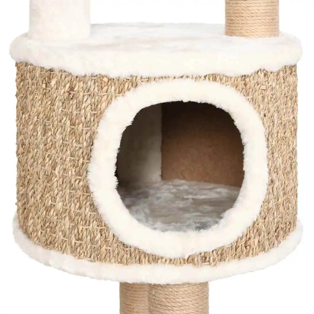 Arbre à Chat en Rotin 148 cm – Coussin Luxe, Griffoir Sisal & Design Premium