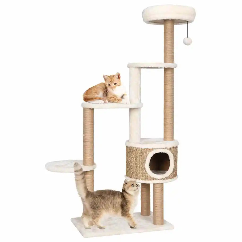 Arbre à Chat en Rotin 148 cm – Coussin Luxe, Griffoir Sisal & Design Premium