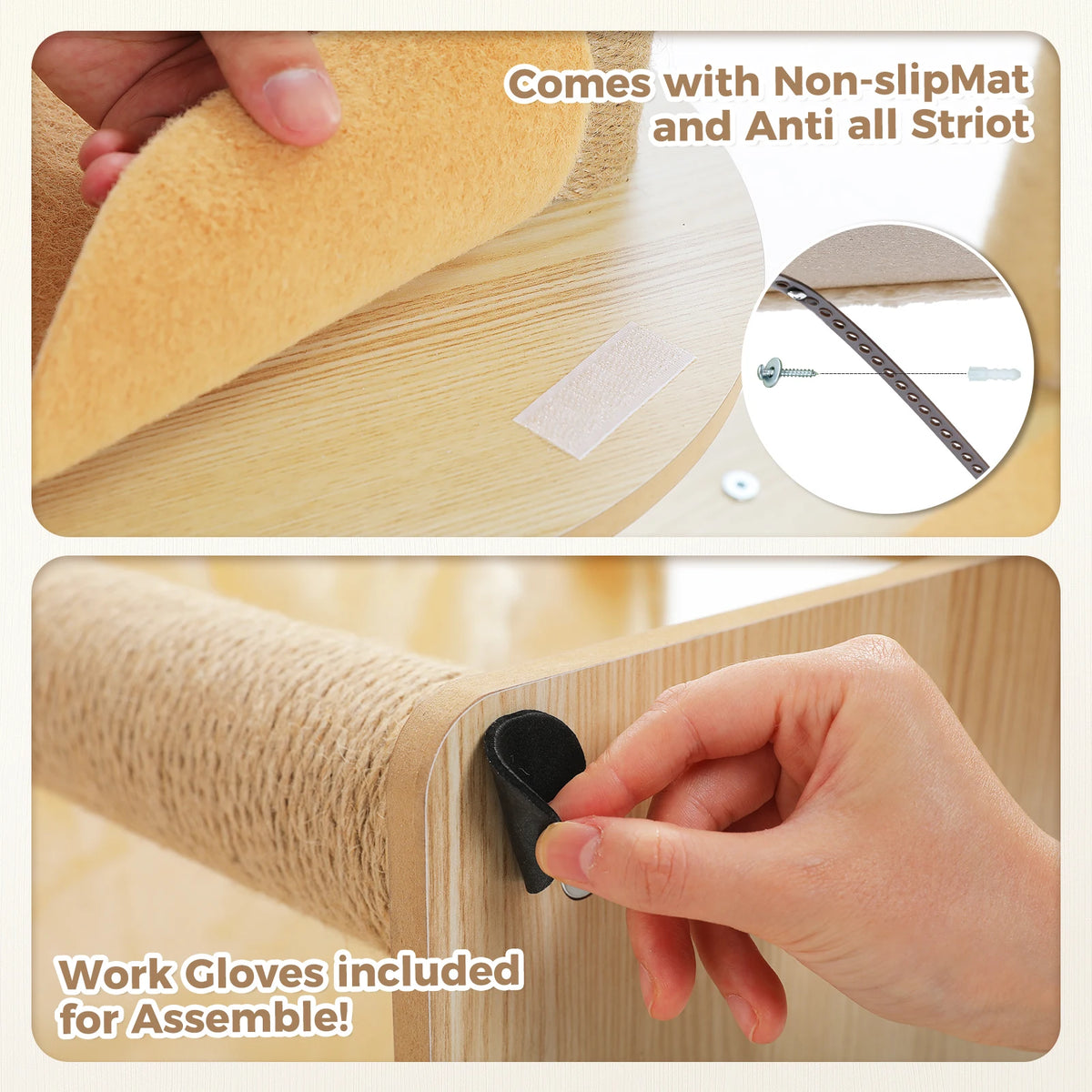 Arbre à Chat en Bois 140 cm – Griffoir Sisal, Niche & Perchoir Supérieur