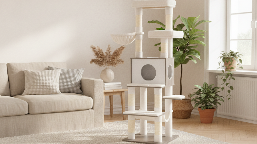Arbre à chat dans un salon moderne