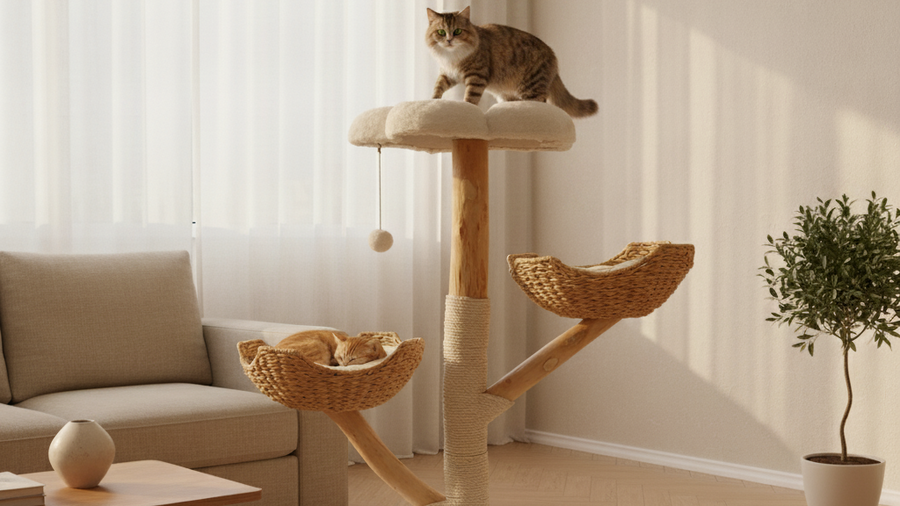 Arbre à chat dans un salon moderne