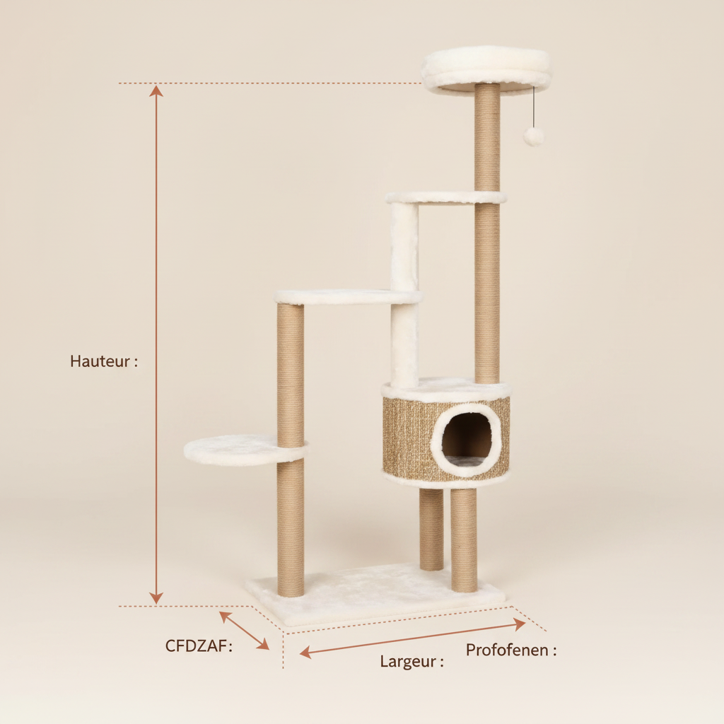 Arbre à Chat en Rotin 148 cm – Coussin Luxe, Griffoir Sisal & Design Premium